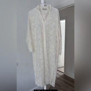 Zara White Lace Midi Dress